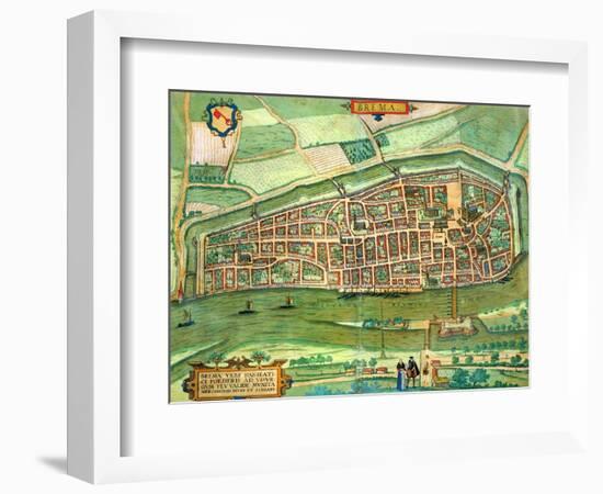 Map of Bremen, from "Civitates Orbis Terrarum" by Georg Braun and Frans Hogenberg circa 1572-1617-Joris Hoefnagel-Framed Giclee Print