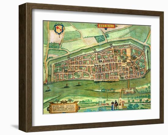 Map of Bremen, from "Civitates Orbis Terrarum" by Georg Braun and Frans Hogenberg circa 1572-1617-Joris Hoefnagel-Framed Giclee Print