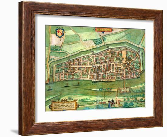 Map of Bremen, from "Civitates Orbis Terrarum" by Georg Braun and Frans Hogenberg circa 1572-1617-Joris Hoefnagel-Framed Giclee Print