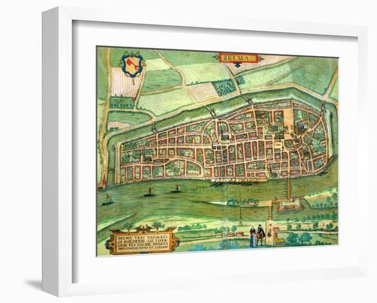 Map of Bremen, from "Civitates Orbis Terrarum" by Georg Braun and Frans Hogenberg circa 1572-1617-Joris Hoefnagel-Framed Giclee Print