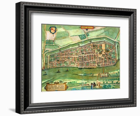 Map of Bremen, from "Civitates Orbis Terrarum" by Georg Braun and Frans Hogenberg circa 1572-1617-Joris Hoefnagel-Framed Giclee Print