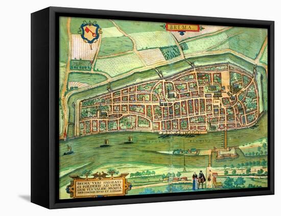 Map of Bremen, from "Civitates Orbis Terrarum" by Georg Braun and Frans Hogenberg circa 1572-1617-Joris Hoefnagel-Framed Premier Image Canvas