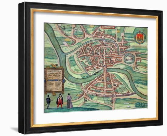 Map of Bristol, from "Civitates Orbis Terrarum" by Georg Braun and Frans Hogenberg circa 1572-1617-Joris Hoefnagel-Framed Giclee Print