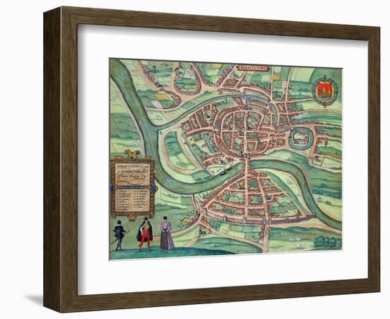 Map of Bristol, from "Civitates Orbis Terrarum" by Georg Braun and Frans Hogenberg circa 1572-1617-Joris Hoefnagel-Framed Giclee Print