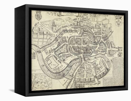 Map of Bristol, Great Britain and its Surroundings, 1671-null-Framed Premier Image Canvas