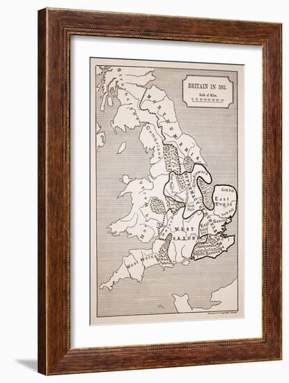 Map of Britain in 593, Printed by Stanford's Geographical Establishment-null-Framed Giclee Print