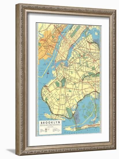 Map of Brooklyn, New York-null-Framed Art Print