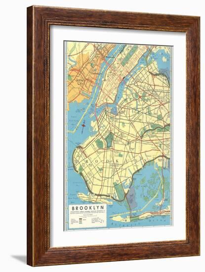 Map of Brooklyn, New York-null-Framed Art Print