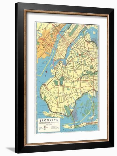 Map of Brooklyn, New York-null-Framed Art Print