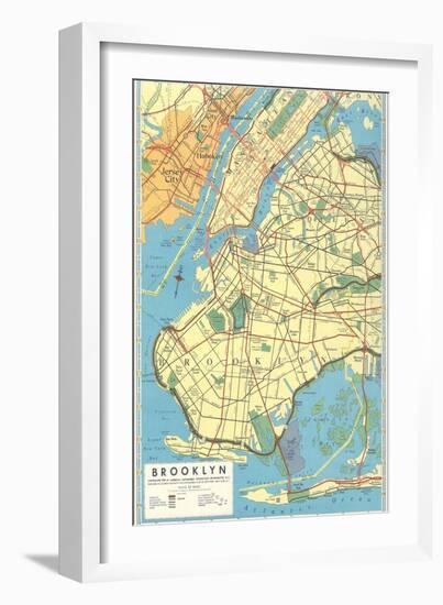 Map of Brooklyn, New York-null-Framed Art Print