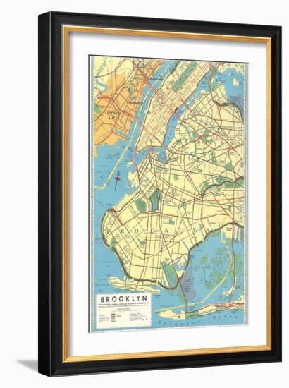 Map of Brooklyn, New York-null-Framed Art Print