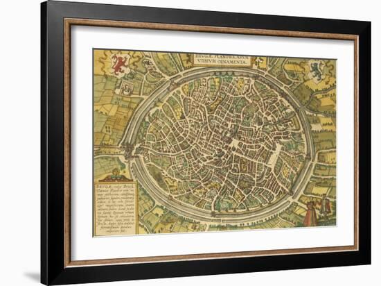 Map of Bruges from Civitates Orbis Terrarum-null-Framed Giclee Print