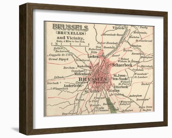 Map of Brussels (C. 1900), Maps-Encyclopaedia Britannica-Framed Art Print