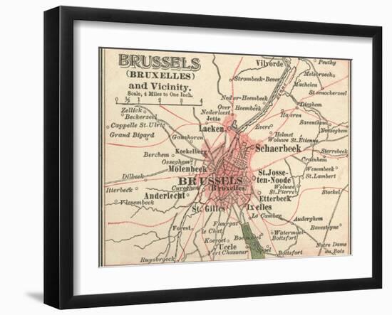 Map of Brussels (C. 1900), Maps-Encyclopaedia Britannica-Framed Art Print