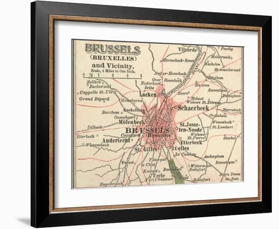 Map of Brussels (C. 1900), Maps-Encyclopaedia Britannica-Framed Art Print