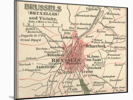 Map of Brussels (C. 1900), Maps-Encyclopaedia Britannica-Mounted Art Print