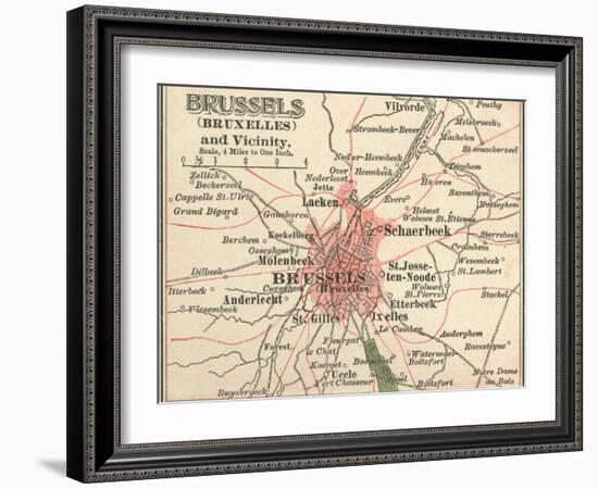 Map of Brussels (C. 1900), Maps-Encyclopaedia Britannica-Framed Art Print