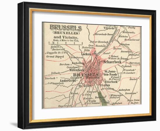 Map of Brussels (C. 1900), Maps-Encyclopaedia Britannica-Framed Art Print