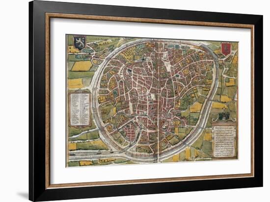 Map of Brussels-Abraham Ortelius-Framed Art Print