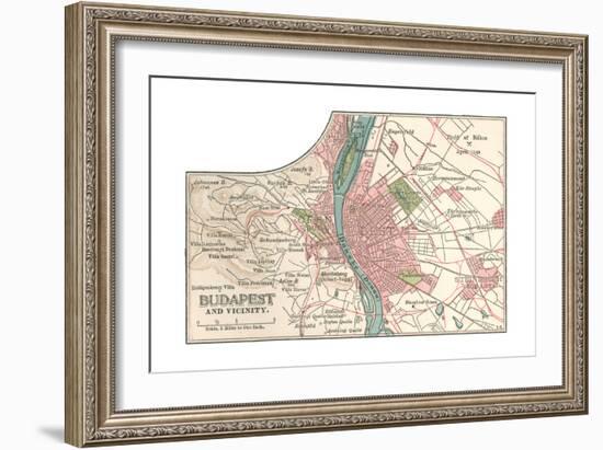 Map of Budapest (C. 1900), Maps-Encyclopaedia Britannica-Framed Giclee Print