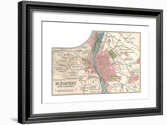 Map of Budapest (C. 1900), Maps-Encyclopaedia Britannica-Framed Giclee Print