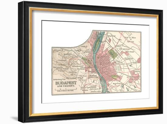 Map of Budapest (C. 1900), Maps-Encyclopaedia Britannica-Framed Giclee Print