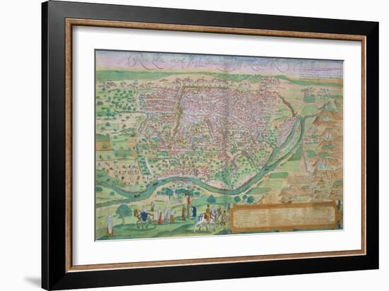 Map of Cairo, from "Civitates Orbis Terrarum" by Georg Braun and Frans Hogenberg, circa 1572-Joris Hoefnagel-Framed Giclee Print