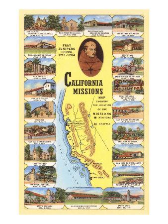 'Map of California Missions' Art Print | Art.com