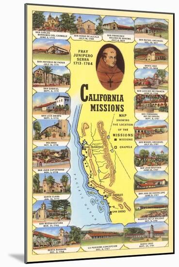 Map of California Missions-null-Mounted Art Print