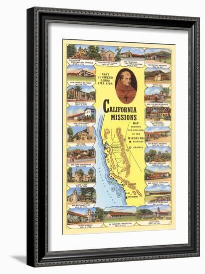 Map of California Missions-null-Framed Art Print