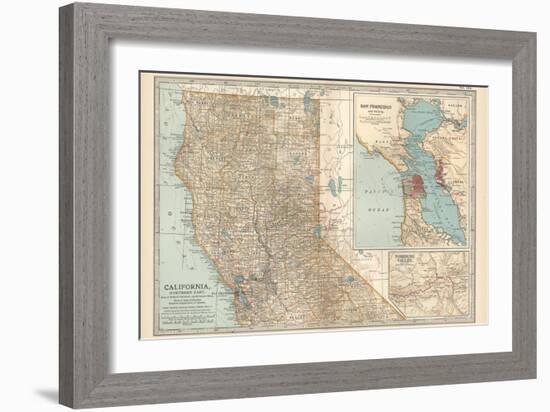 Map of California, Northern Part. United States. Inset Maps of San Francisco and Yosemite Valley-Encyclopaedia Britannica-Framed Art Print
