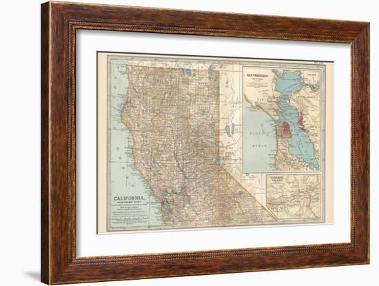 Map of California, Northern Part. United States. Inset Maps of San Francisco and Yosemite Valley-Encyclopaedia Britannica-Framed Art Print