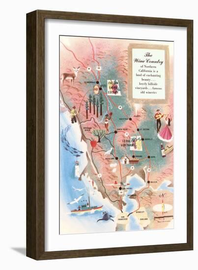 Map of California Wine Country-null-Framed Art Print