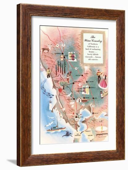 Map of California Wine Country-null-Framed Art Print