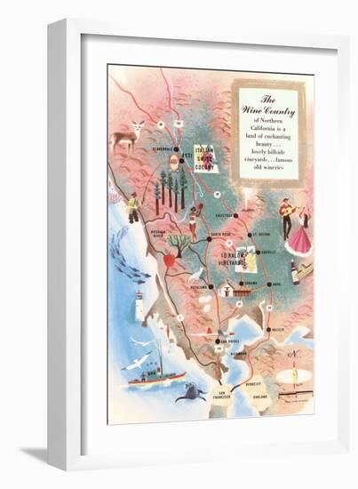 Map of California Wine Country-null-Framed Art Print