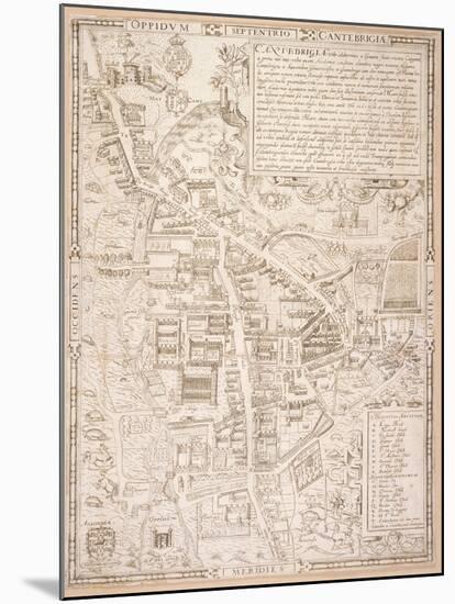 Map of Cambridge, from Caius 'Historia Cantabrigensis Academia', 1574-Richard Lyne-Mounted Giclee Print