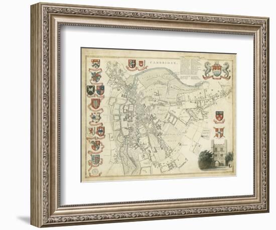 Map of Cambridge-null-Framed Art Print