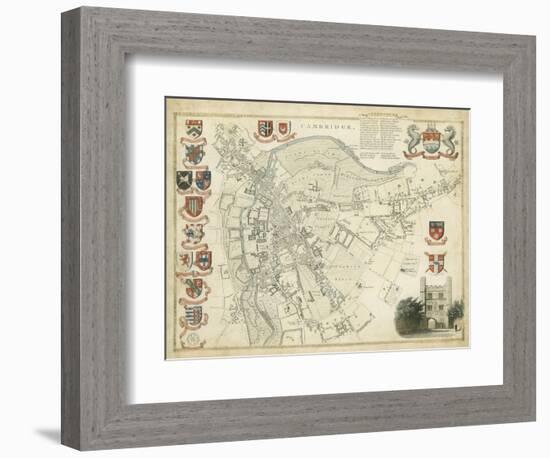 Map of Cambridge-null-Framed Art Print