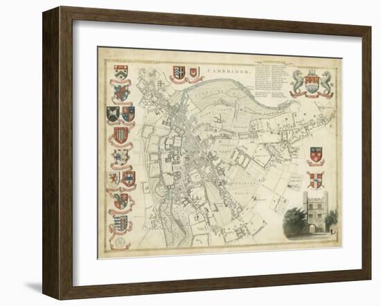 Map of Cambridge-null-Framed Art Print