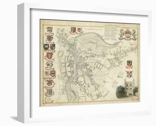 Map of Cambridge-null-Framed Art Print