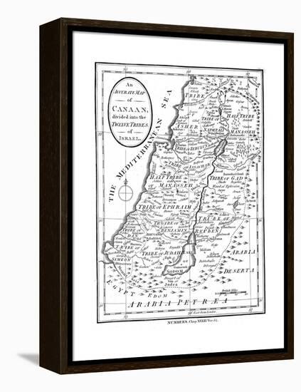 Map of Canaan Divided into the Twelve Tribes of Israel, C1830-null-Framed Premier Image Canvas