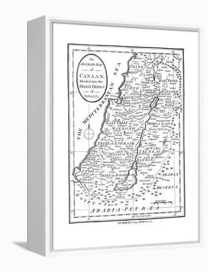 Map of Canaan Divided into the Twelve Tribes of Israel, C1830-null-Framed Premier Image Canvas