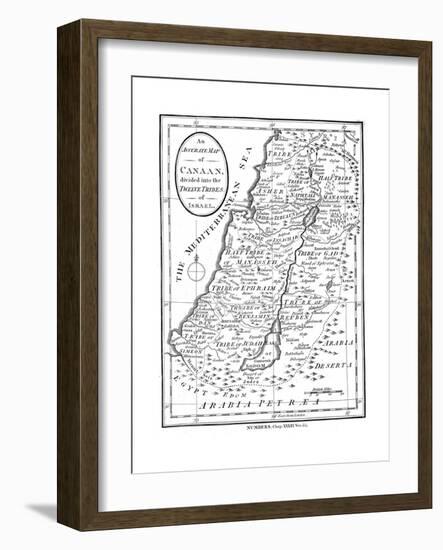 Map of Canaan Divided into the Twelve Tribes of Israel, C1830-null-Framed Premium Giclee Print