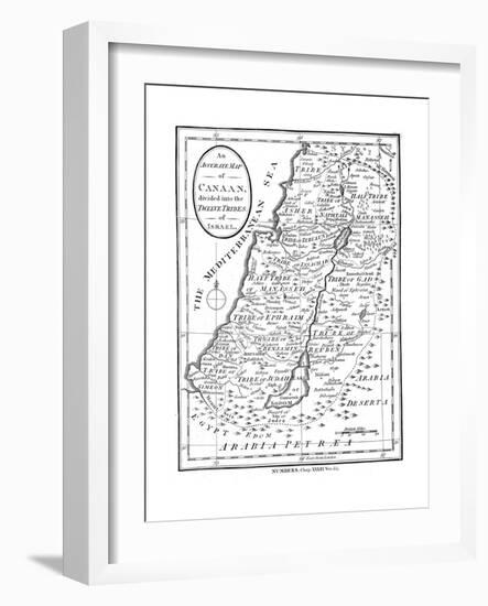 Map of Canaan Divided into the Twelve Tribes of Israel, C1830-null-Framed Premium Giclee Print