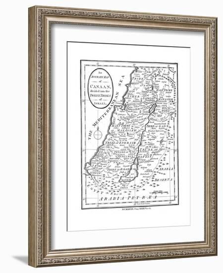 Map of Canaan Divided into the Twelve Tribes of Israel, C1830-null-Framed Giclee Print