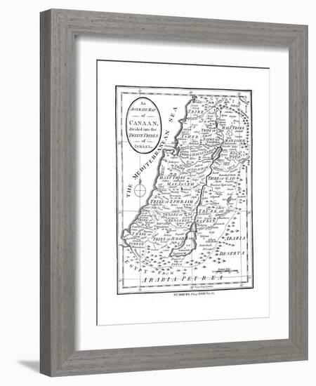 Map of Canaan Divided into the Twelve Tribes of Israel, C1830-null-Framed Giclee Print