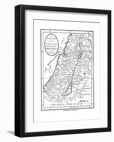 Map of Canaan Divided into the Twelve Tribes of Israel, C1830-null-Framed Giclee Print