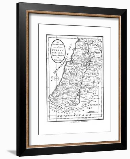 Map of Canaan Divided into the Twelve Tribes of Israel, C1830-null-Framed Giclee Print