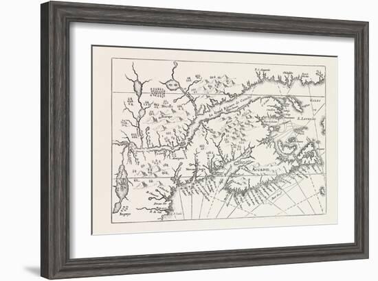 Map of Canada and Nova Scotia, from Joannes De Salt's America Utriusque Descriptio, 1633, 1870S-null-Framed Giclee Print