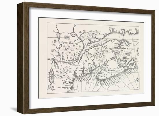 Map of Canada and Nova Scotia, from Joannes De Salt's America Utriusque Descriptio, 1633, 1870S--Framed Giclee Print